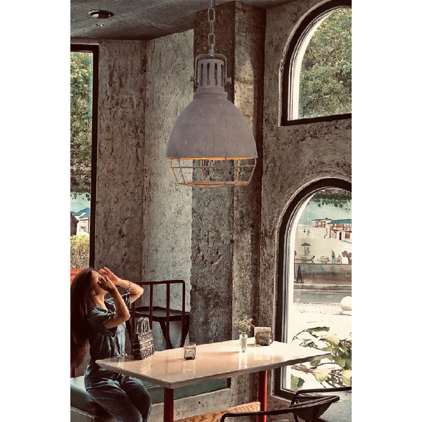 industrial antiqued silver iron pendant light