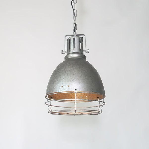 industrial antiqued silver iron pendant light