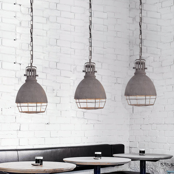 industrial antiqued silver iron pendant light