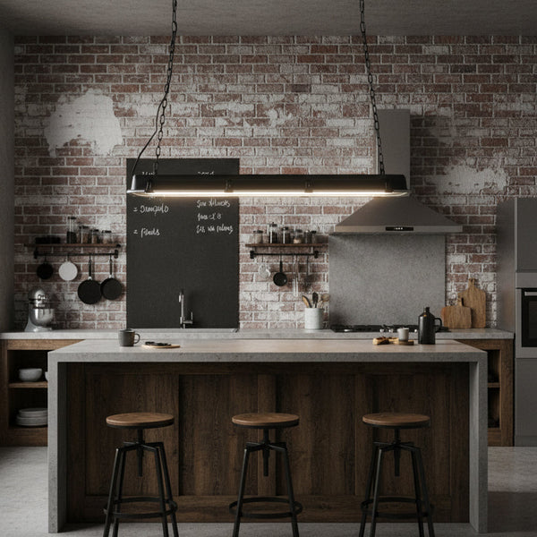 industrial black clear glass linear led pendant light