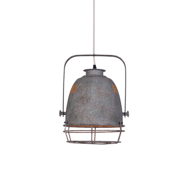 industrial brushed silver iron quarry pendant light