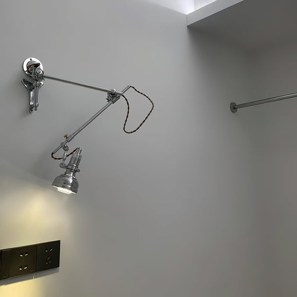 industrial chrome aluminum swing arm plug in wall lamp