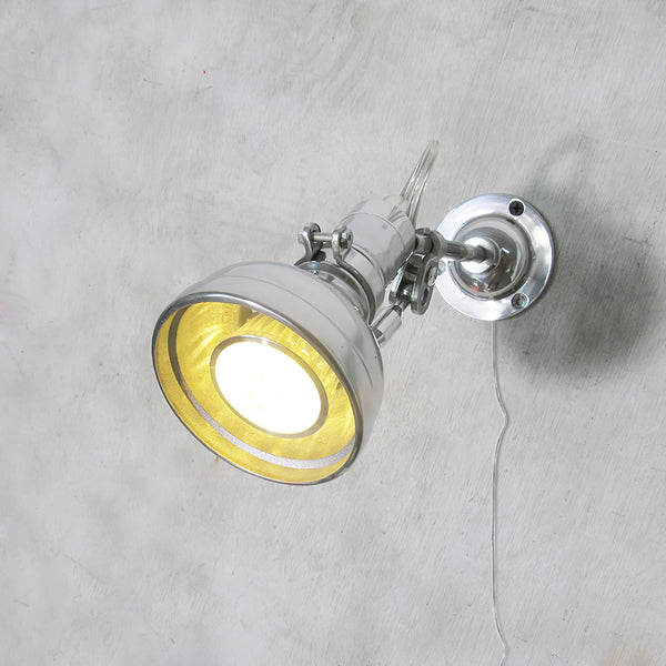 industrial chrome aluminum swing arm plug in wall lamp