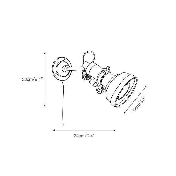 industrial chrome aluminum swing arm plug in wall lamp