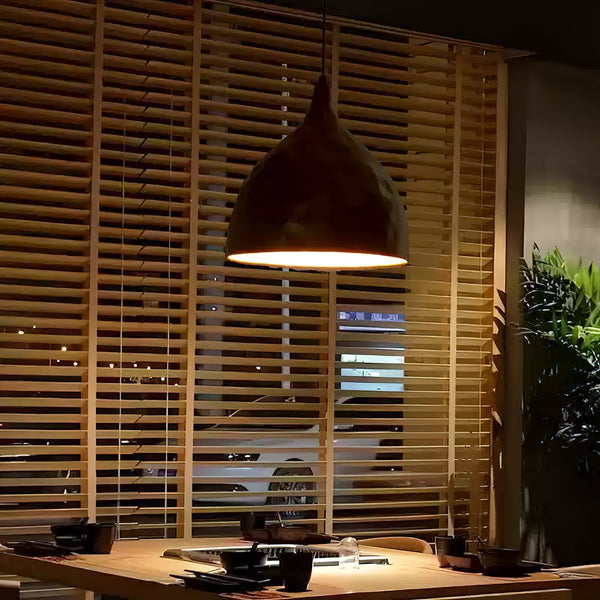 industrial copper iron cylindrical pendant light