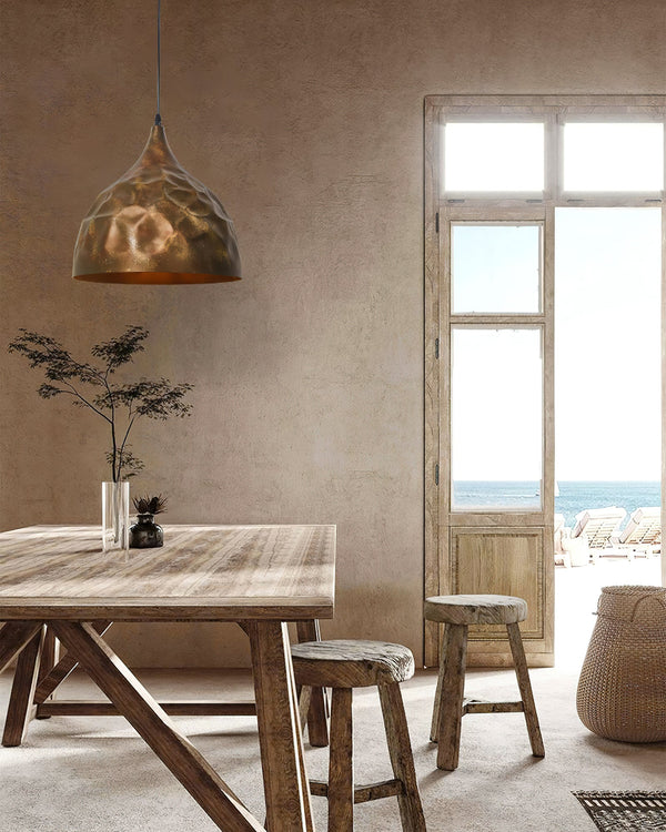 industrial copper iron cylindrical pendant light