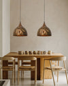 industrial copper iron cylindrical pendant light