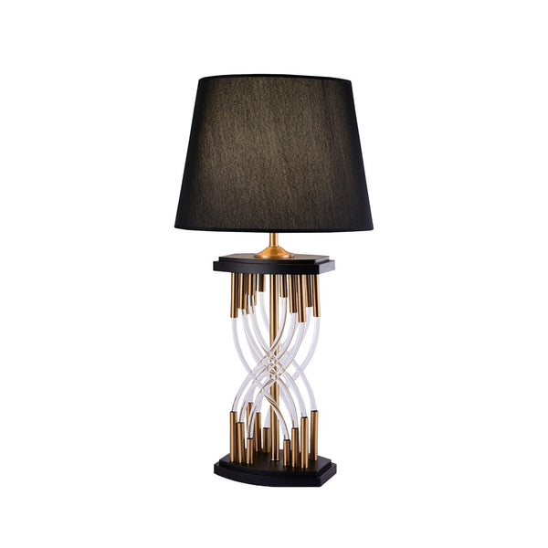industrial glass table lamp gold black fabric shade