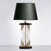 industrial glass table lamp gold black fabric shade