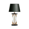 industrial glass table lamp gold black fabric shade