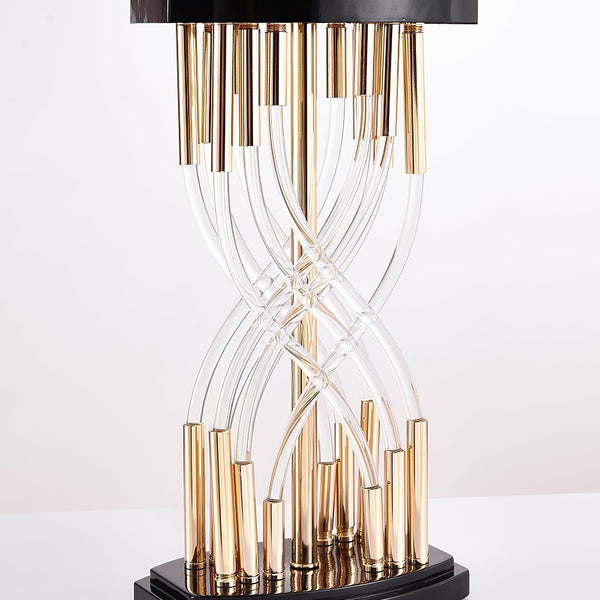 industrial glass table lamp gold black fabric shade