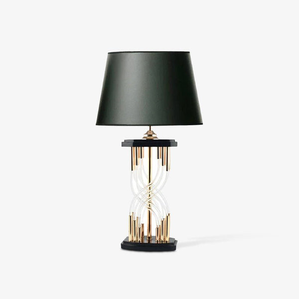 industrial glass table lamp gold black fabric shade