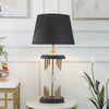 industrial glass table lamp gold black fabric shade