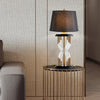 industrial glass table lamp gold black fabric shade