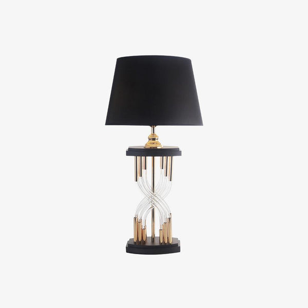 industrial glass table lamp gold black fabric shade