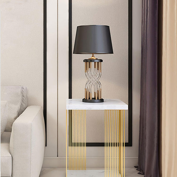 industrial glass table lamp gold black fabric shade