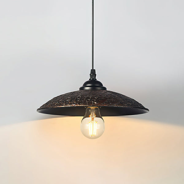 industrial hammered bronze steel canopy pendant light