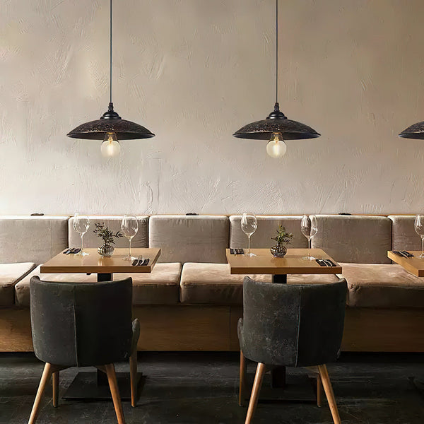 industrial hammered bronze steel canopy pendant light