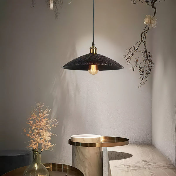 industrial hammered bronze steel canopy pendant light