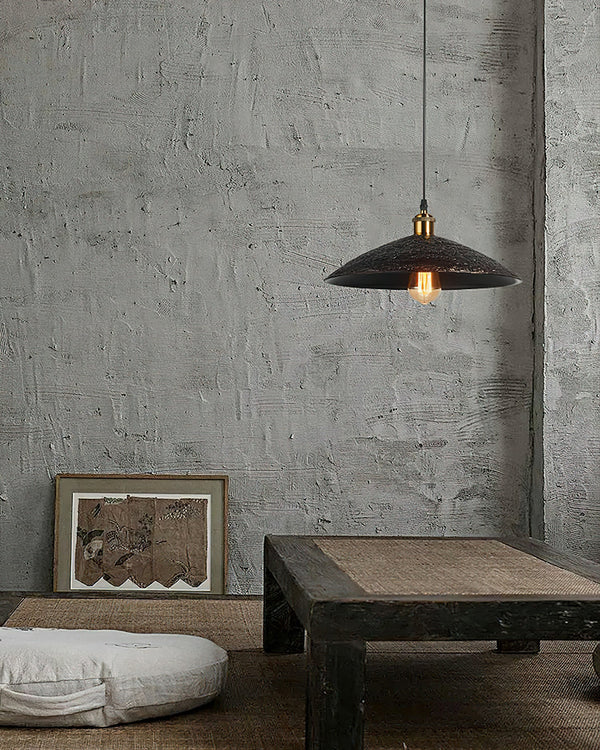 industrial hammered bronze steel canopy pendant light
