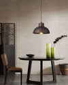 industrial weathered iron dome pendant light