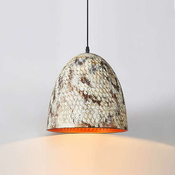industrial weathered iron dome pendant light