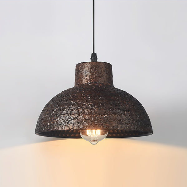 industrial weathered iron dome pendant light