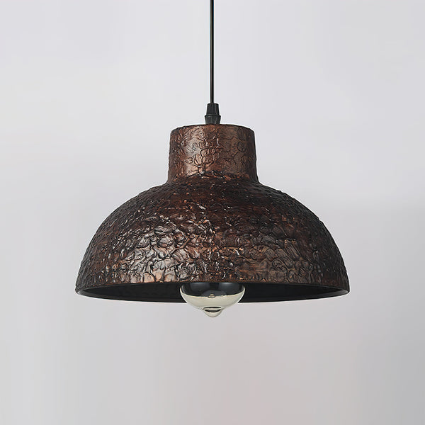 industrial weathered iron dome pendant light