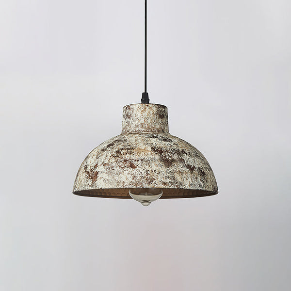 industrial weathered iron dome pendant light
