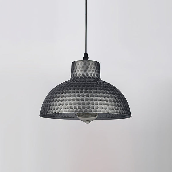 industrial weathered iron dome pendant light