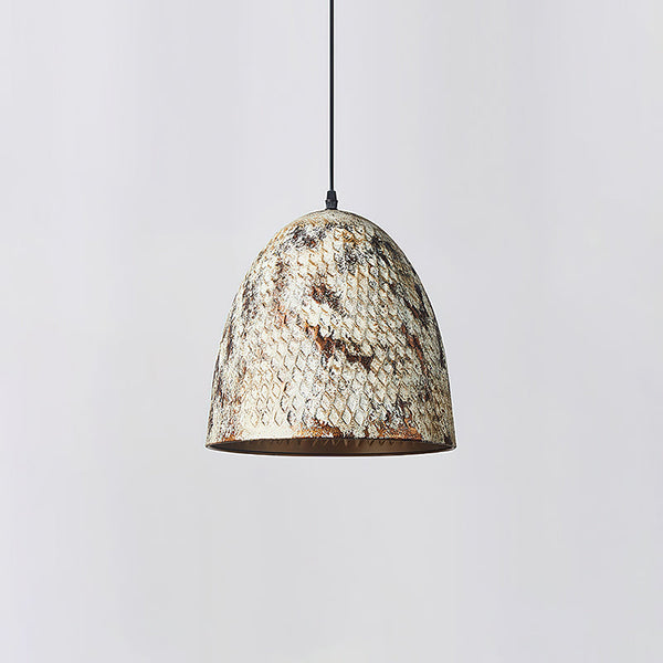industrial weathered iron dome pendant light
