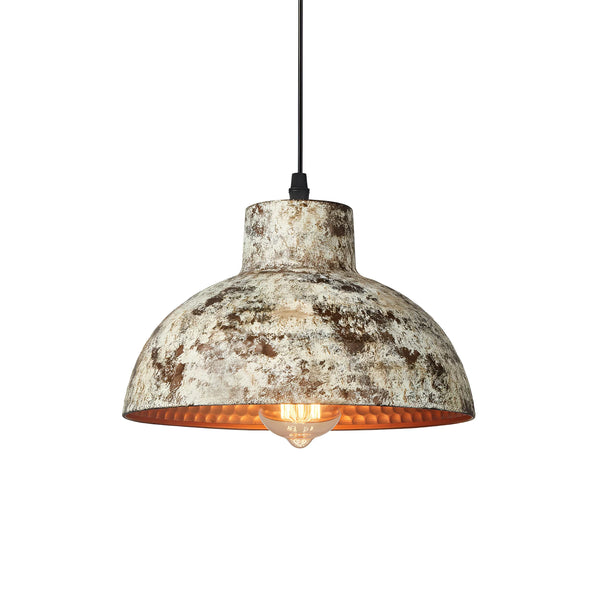 industrial weathered iron dome pendant light
