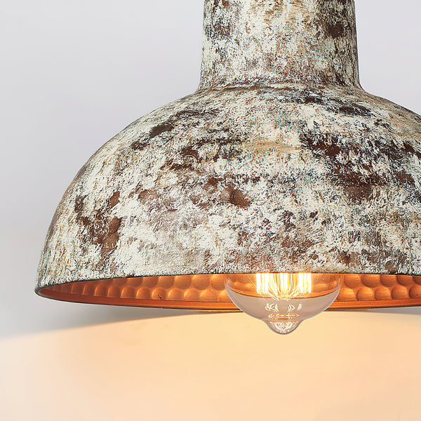 industrial weathered iron dome pendant light