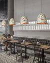 industrial weathered iron dome pendant light