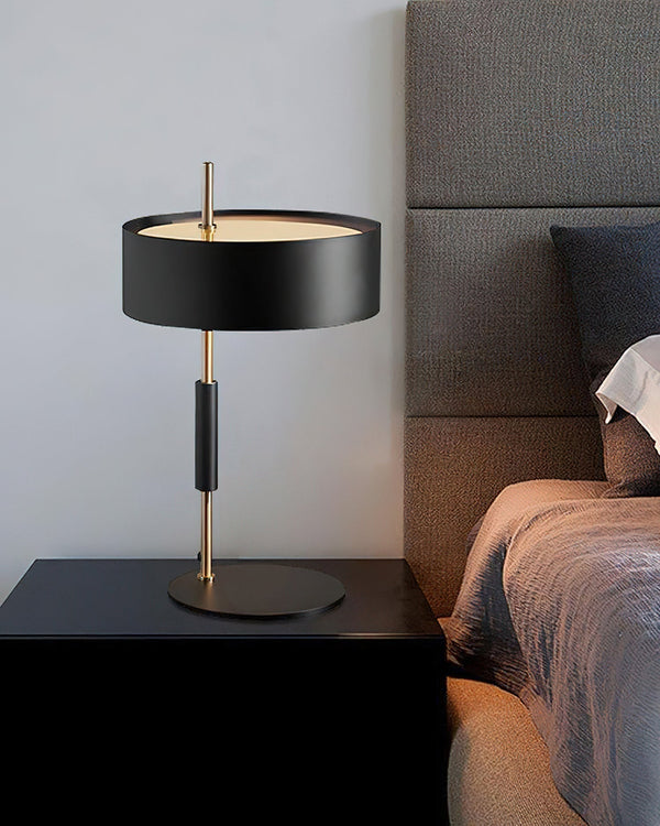 iron table lamp with white shade for desk and reading nook