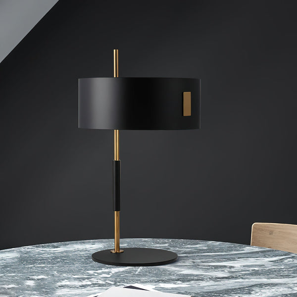 iron table lamp with white shade for desk and reading nook