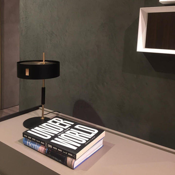 iron table lamp with white shade for desk and reading nook
