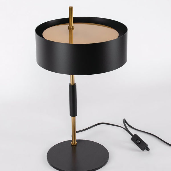 iron table lamp with white shade for desk and reading nook