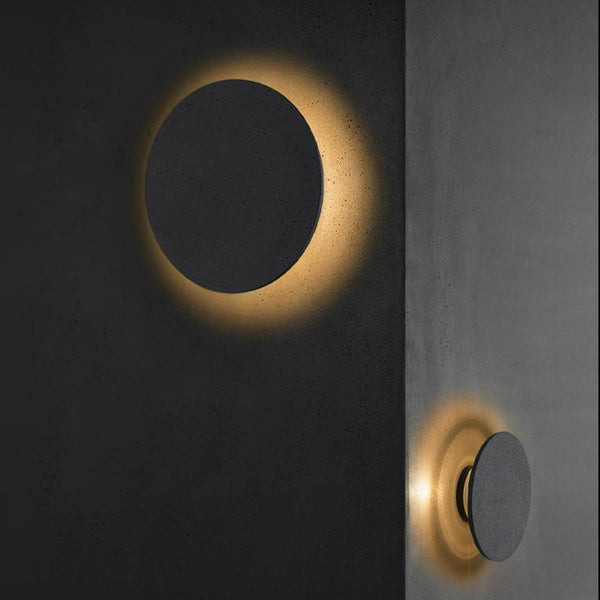 Outdoor Round Gray Concrete Led Wall Flush Lights Accent Landscape Lighting