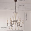 Rustic Farmhouse Wood Bead Chandelier With Teardrops Candle Style Lights