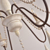 Rustic Farmhouse Wood Bead Chandelier With Teardrops Candle Style Lights