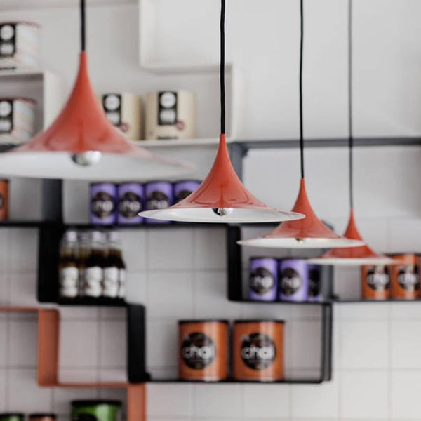 lacquered aluminum arch pendant light