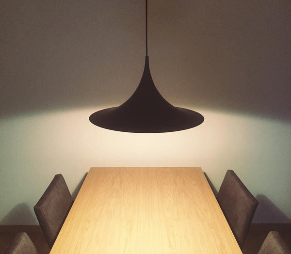 lacquered aluminum arch pendant light