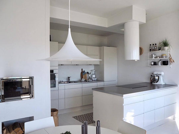 lacquered aluminum arch pendant light