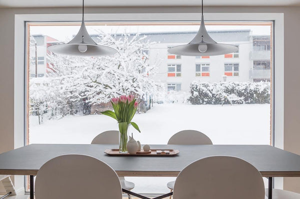 lacquered aluminum arch pendant light