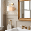 Full Circle Wall Sconce with Fabric Shade and Metal Ring for Bedroom and Hallway