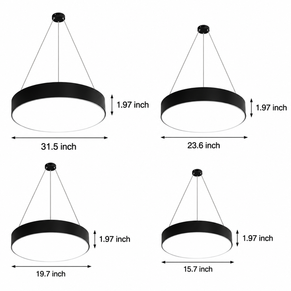 Round LED Pendant Light for Office, Modern Suspended Ceiling Fixture for Workspace