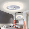 Modern Flush Mount Bladeless Enclosed Ceiling Fan With Round Bright Led Lighting And Remote