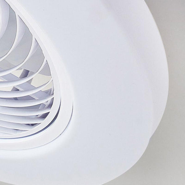 Modern Flush Mount Bladeless Enclosed Ceiling Fan With Round Bright Led Lighting And Remote