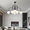Sputnik Multi Light White Ball Glass Shade Pendant Lights Gold Black Curved Linear Chandelier